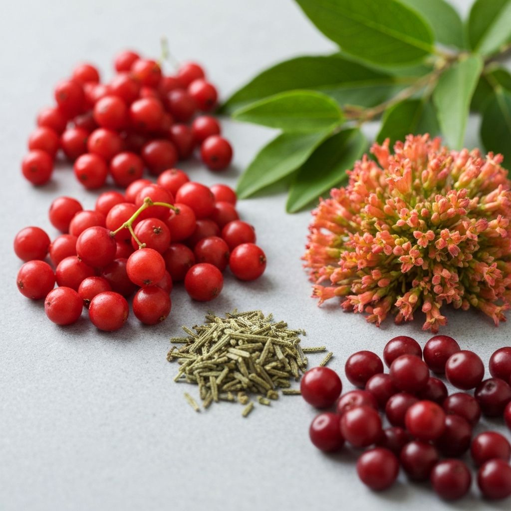 Adaptogenic plants and medicinal herbs display